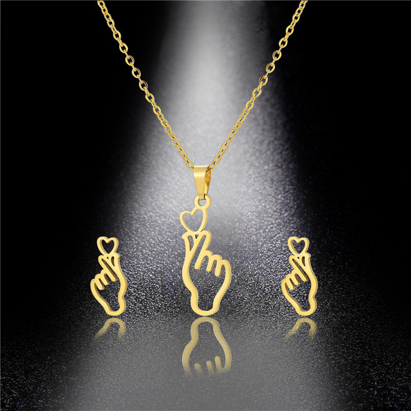 Wholesale Hollow Palm Necklace Earring Set